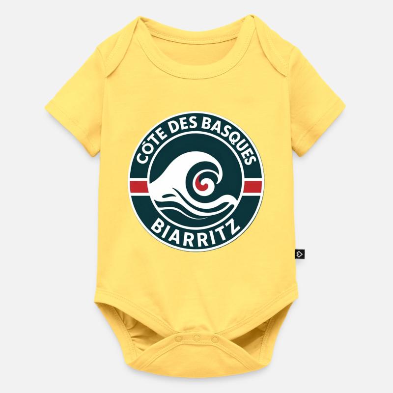 Surf in Biarritz Côtes des Basques - Body à manches courtes Premium Bébé - jaune pastel
