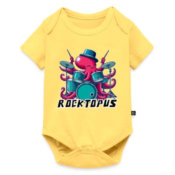 Rocktopus Drummer - Baby Premium short-sleeve bodysuit - sky yellow - Front