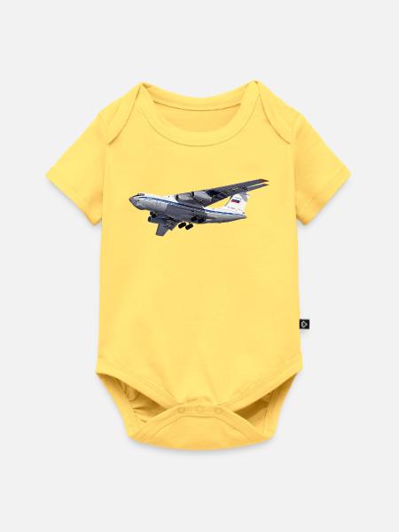 Frachtflugzeug IL-76 - Baby Premium Kurzarmbody - Pastellgelb