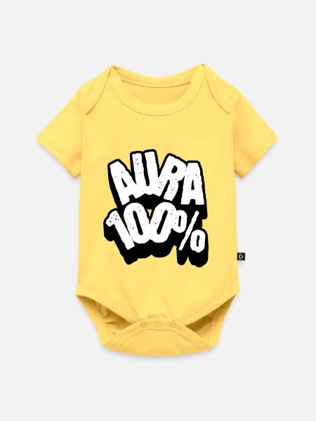 Aura 100% - Baby Premium Kurzarmbody - Pastellgelb