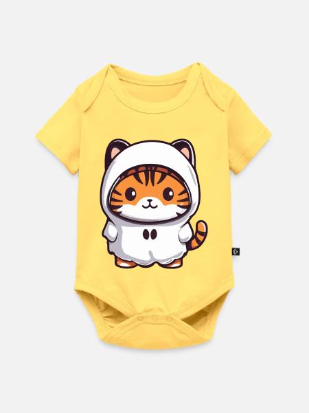 Tiger Halloween Geist - Baby Premium Kurzarmbody - Pastellgelb