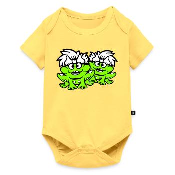 2 grenouilles couple femmes crapaud drôle amoureux mignon - Body à manches courtes Premium Bébé - jaune pastel - Devant