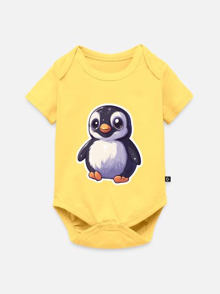 Pinguin - Baby Premium Kurzarmbody - Pastellgelb