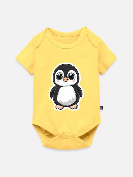 Pinguin - Baby Premium Kurzarmbody - Pastellgelb