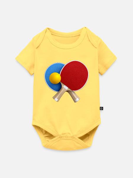 Tischtennis RotBlau Duo - Baby Premium Kurzarmbody - Pastellgelb