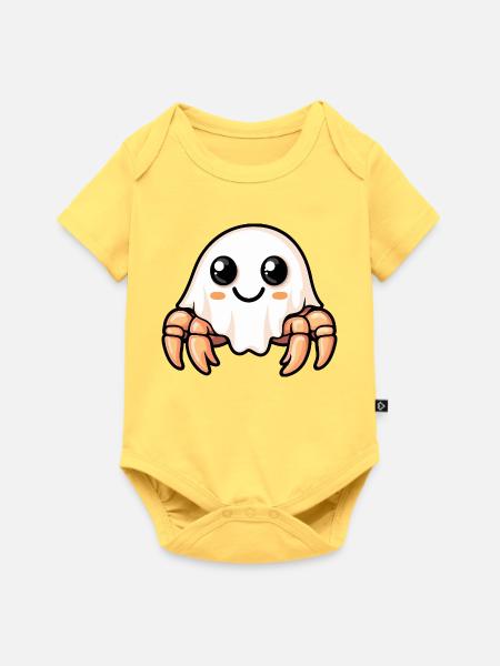 Krebs Krabbe Halloween Geist - Baby Premium Kurzarmbody - Pastellgelb