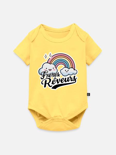 Träumende Brüder Poetisches Kindergeschenk - Baby Premium Kurzarmbody - Pastellgelb