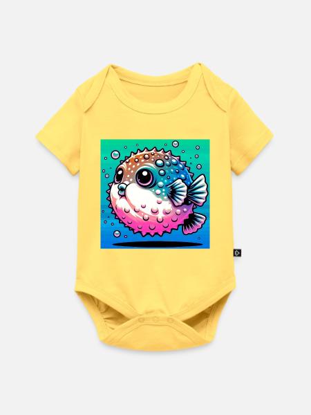 Kugelfisch - Baby Premium Kurzarmbody - Pastellgelb