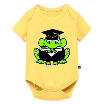 grenouille diplôme d’études secondaires réussi collège mignon - Body à manches courtes Premium Bébé - jaune pastel - Devant