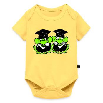 2 grenouilles diplômées du lycée - Body à manches courtes Premium Bébé - jaune pastel - Devant