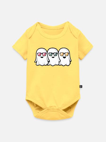 Geister Halloween - Baby Premium Kurzarmbody - Pastellgelb