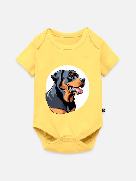 Rottweiler Farbblock Portrait - Baby Premium Kurzarmbody - Pastellgelb