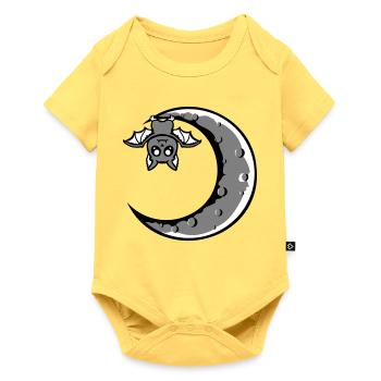 Cute Bat Crescent Moon Hanging Halloween Night - Baby Premium short-sleeve bodysuit - sky yellow - Front