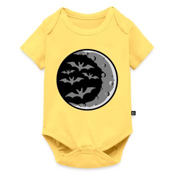 Lots of bats silhouette cool crescent moon night - Baby Premium short-sleeve bodysuit - sky yellow - Front