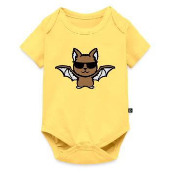Cute Bat Sunglasses Cool Halloween Funny - Baby Premium short-sleeve bodysuit - sky yellow - Front