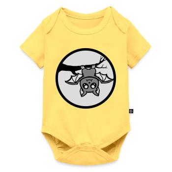 Bat Hanging Moon Branch Halloween Cute Cute - Baby Premium short-sleeve bodysuit - sky yellow - Front