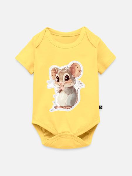 Maus - Baby Premium Kurzarmbody - Pastellgelb