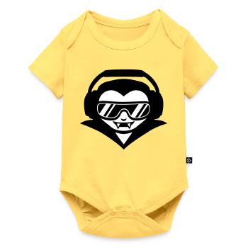 Vampir DJ mit Kopfhörern und Sonnenbrille - Baby Premium Kurzarmbody - Pastellgelb - Vorne