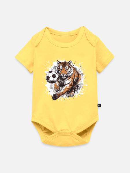 Tiger Fussball Team - Baby Premium Kurzarmbody - Pastellgelb