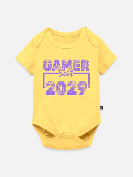 Daddeln 2029 - Baby Premium Kurzarmbody - Pastellgelb