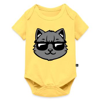 Cat Gray Sunglasses Cool Casual Style Look - Baby Premium short-sleeve bodysuit - sky yellow - Front