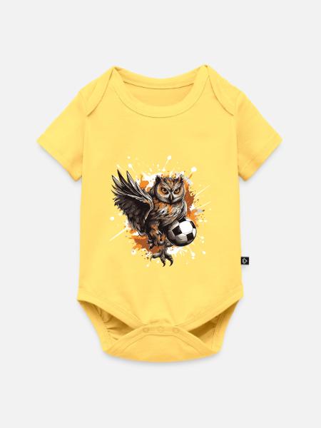 Eule Fussball Team - Baby Premium Kurzarmbody - Pastellgelb