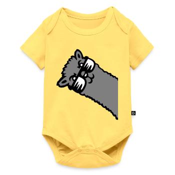 Llama Alpaca Head Sunglasses Cool Gray Funny Cute - Baby Premium short-sleeve bodysuit - sky yellow - Front