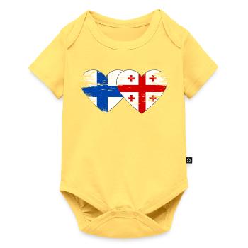 Drapeau de la Finlande Géorgie Utilisé - Body à manches courtes Premium Bébé - jaune pastel - Devant