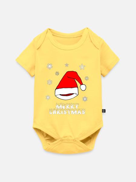 Weihnachts Mütze Santa Claus - Baby Premium Kurzarmbody - Pastellgelb
