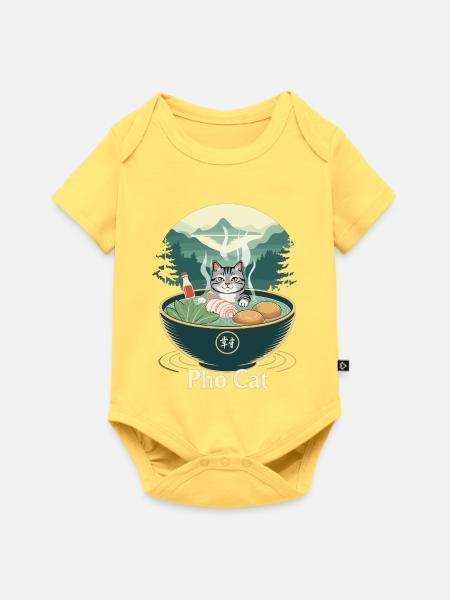 Pho Cat im Ramenbecher - Baby Premium Kurzarmbody - Pastellgelb