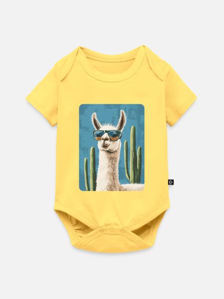 Lama - Baby Premium Kurzarmbody - Pastellgelb