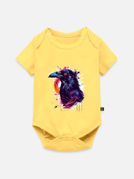 Farbexplosion Rabe Neon-Splash - Baby Premium Kurzarmbody - Pastellgelb