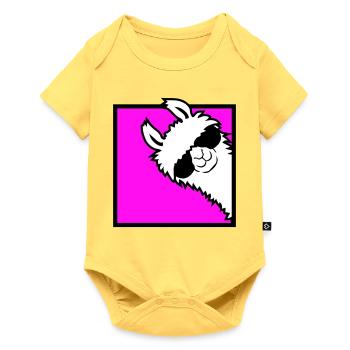 Lama Cool Peeks Around Corner Side Sunglasses Alpaca - Baby Premium short-sleeve bodysuit - sky yellow - Front