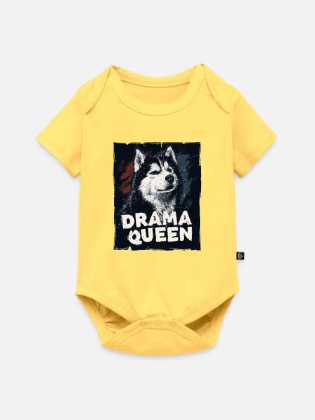 Husky Drama Queen - Baby Premium Kurzarmbody - Pastellgelb
