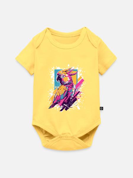 Neon Papagei Farbexplosion - Baby Premium Kurzarmbody - Pastellgelb