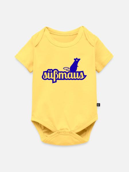 Süßmaus Silhouette Schrift - Baby Premium Kurzarmbody - Pastellgelb