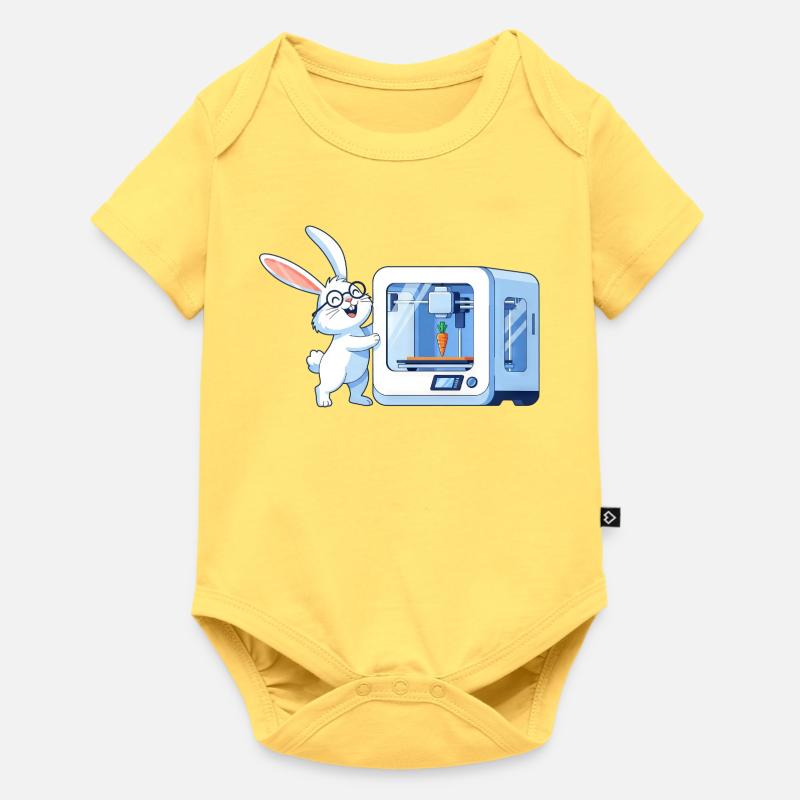 Funny Rabbit Nerd Programmeur Imprimante 3D - Body à manches courtes Premium Bébé - jaune pastel