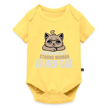 Behind Every Strong Woman Is Her Cat Spruch Katze - Baby Premium short-sleeve bodysuit - sky yellow - Front