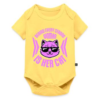 Behind Every Strong Woman Is Her Cat Spruch Katze - Baby Premium short-sleeve bodysuit - sky yellow - Front