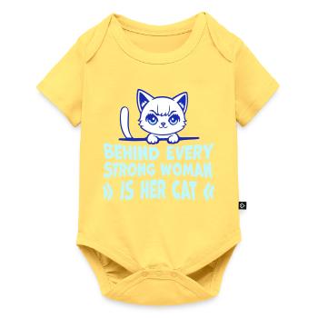 Derrière chaque femme forte se trouve son chat Spruch Katze - Body à manches courtes Premium Bébé - jaune pastel - Devant
