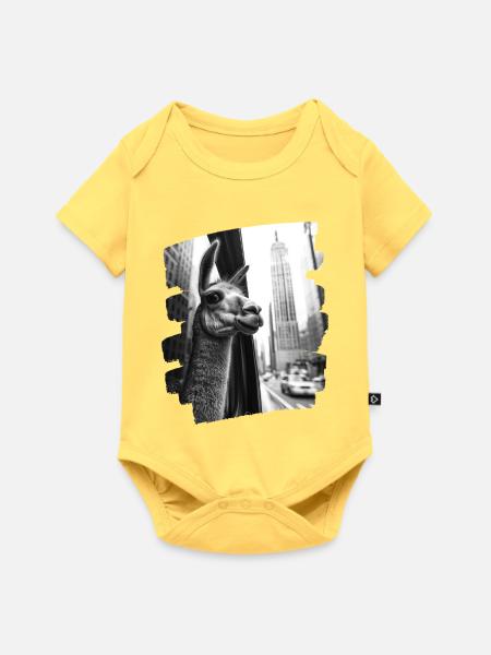 NYC Lama - Baby Premium Kurzarmbody - Pastellgelb