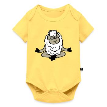 Sheep Relaxed Peaceful Yoga Lotus Meditation - Baby Premium short-sleeve bodysuit - sky yellow - Front