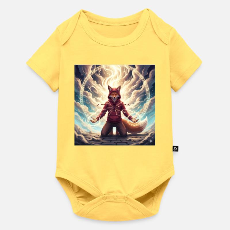 Fox in the Magic Circle Sweat à capuche - Body à manches courtes Premium Bébé - jaune pastel