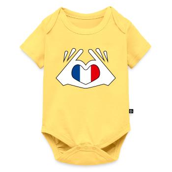 La france - j'aime la france -_ma_patrie - Body à manches courtes Premium Bébé - jaune pastel - Devant