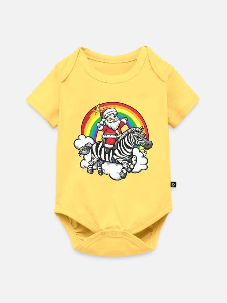 Zebra Weihnachtsmann Weihnachten - Baby Premium Kurzarmbody - Pastellgelb