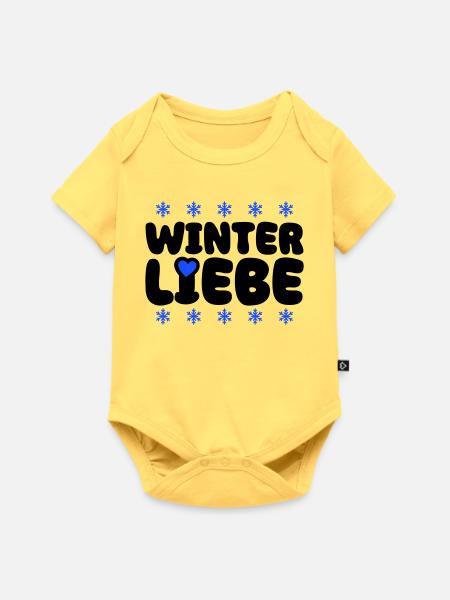 Winter Liebe Herz - Baby Premium Kurzarmbody - Pastellgelb