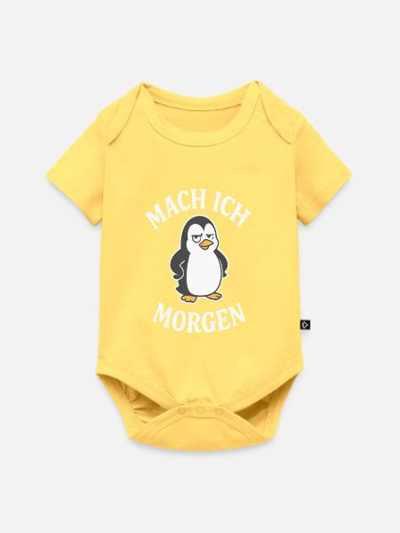 Mach ich Morgen Pinguin - Baby Premium Kurzarmbody - Pastellgelb