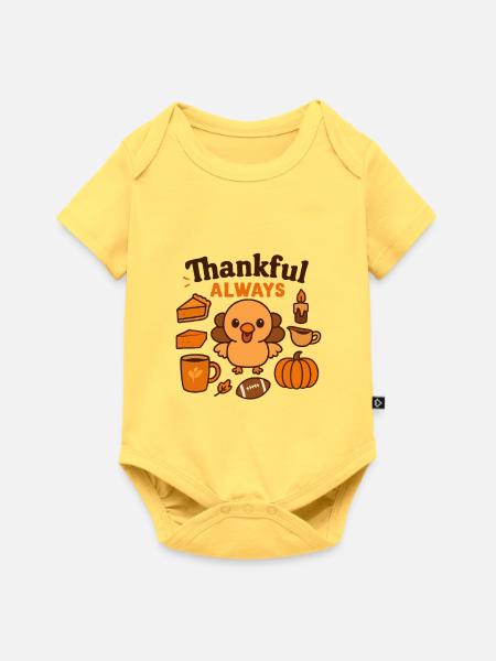 Dankbare Türkei Thanksgiving - Baby Premium Kurzarmbody - Pastellgelb
