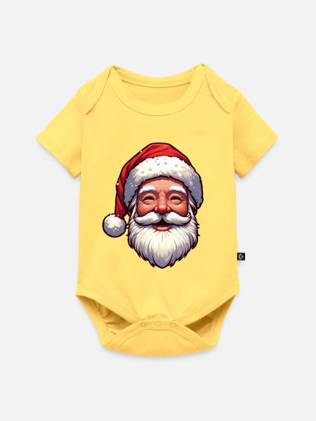 Fröhlicher Weihnachtsmann Gesicht - Baby Premium Kurzarmbody - Pastellgelb