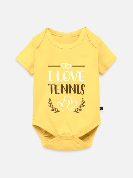 I Love Tennis - Baby Premium Kurzarmbody - Pastellgelb